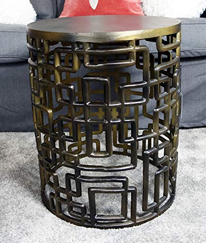 Couchtisch Modern Wohnzimmertisch Sofatisch Beistelltisch Tisch aus Metall Rund Eisen Bronze Luxus 48 cm